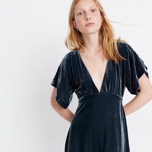 Madewell deep V velvet midi dress